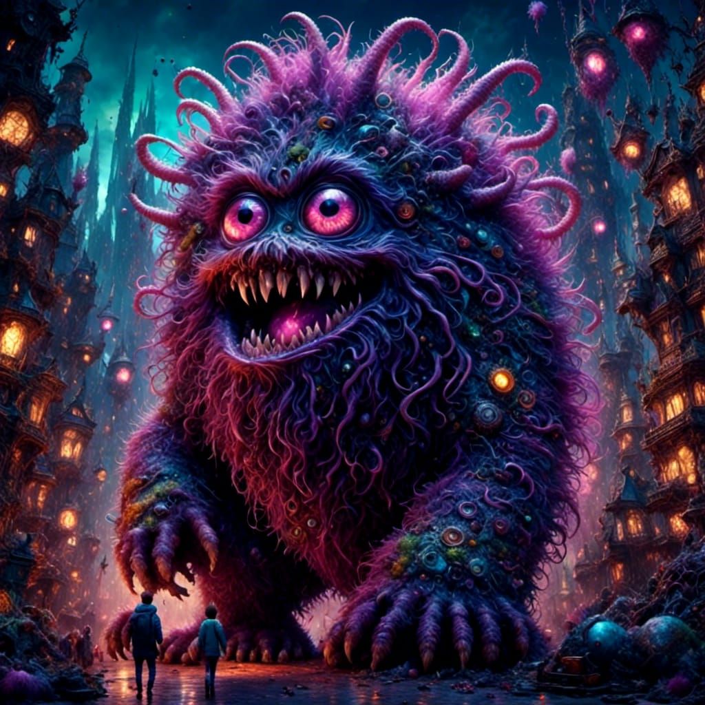 Purple People Eater in Synthwave Style