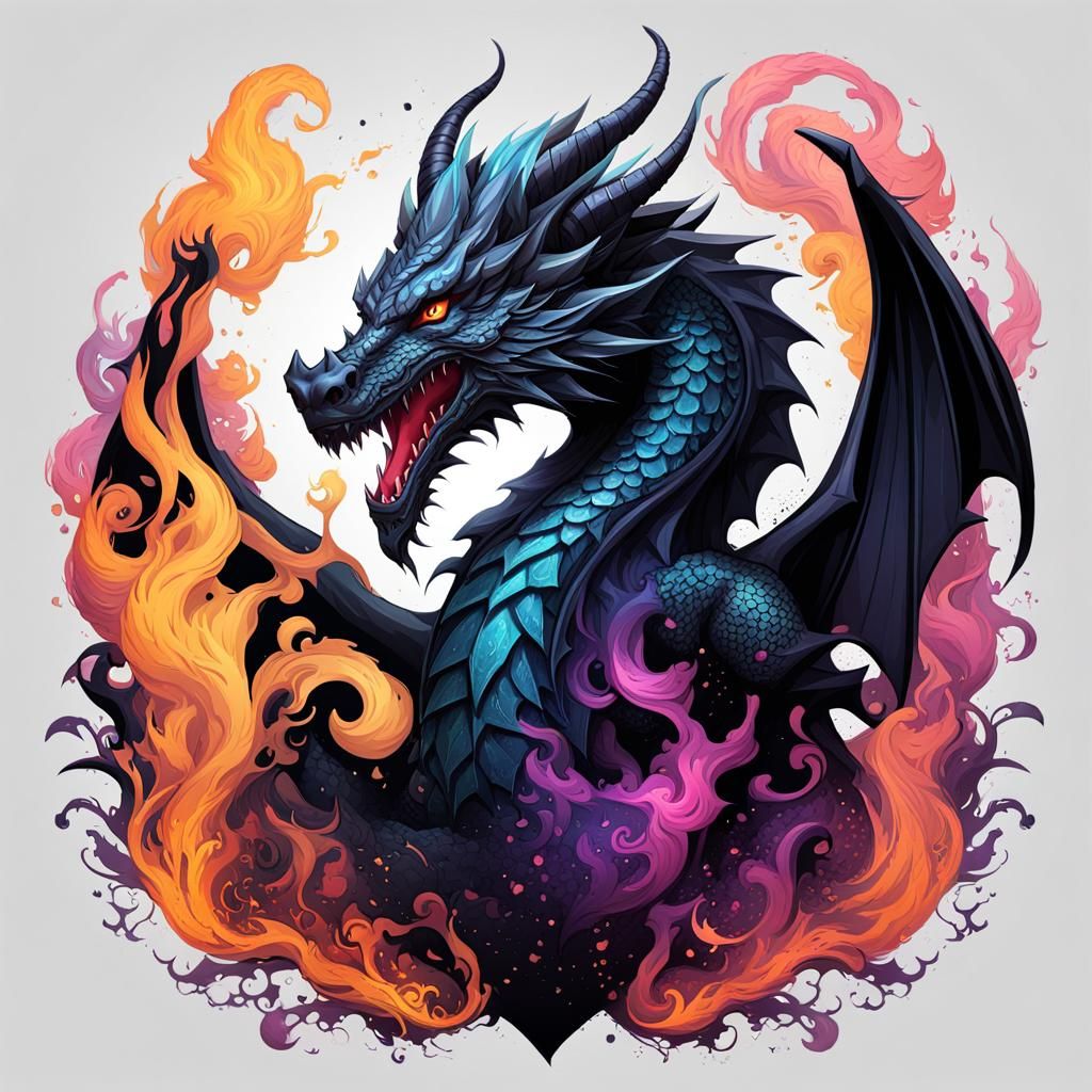 Dragon Bard T-Shirt Design in Fantasy Splash Art