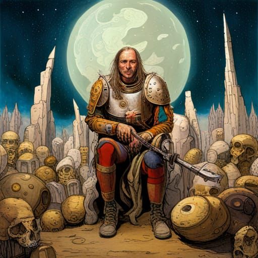 Gothic Sci-Fi Battle Scene Painting