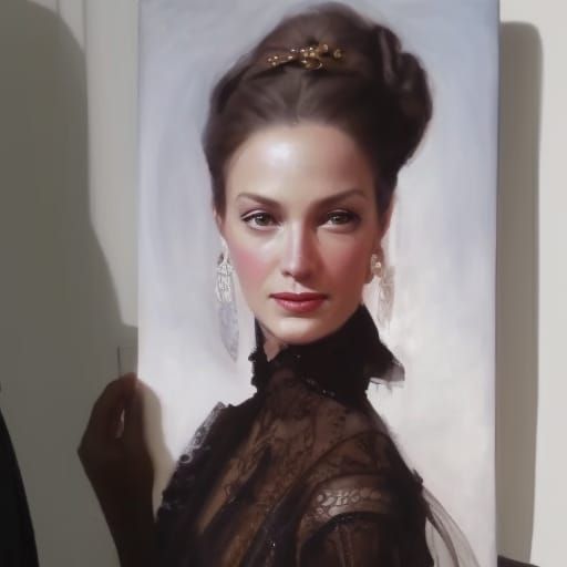 Elegant Countess Portrait in Hyperdetailed Oil Painting Styl...