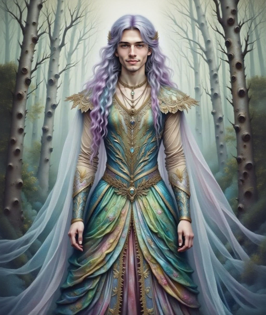 Fairy Tale Man in Folk Costume with Scales