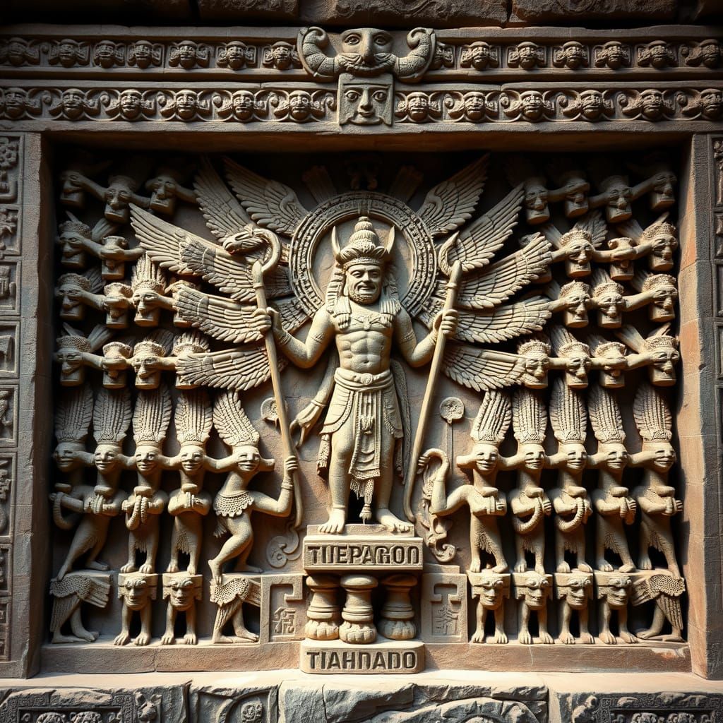 Tiahuanaco Sun Gate Stone Sculpture