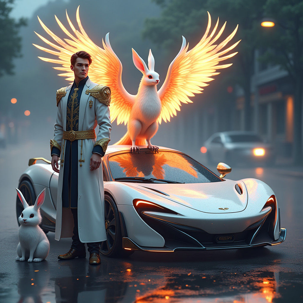 Magician, Rabbit, and Phoenix: 3D Anime Art