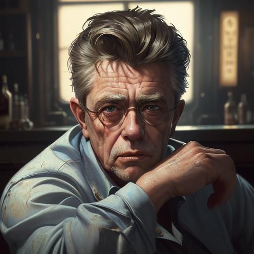 Aged James Dean Portrait in Detailed Digital Art