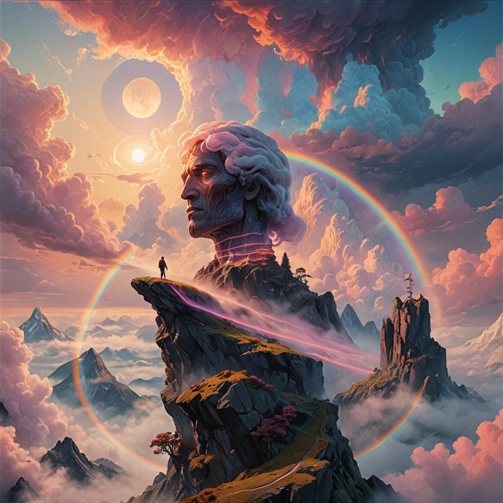 Mystical Mountain Peak in Ethereal Fantasy Landscape