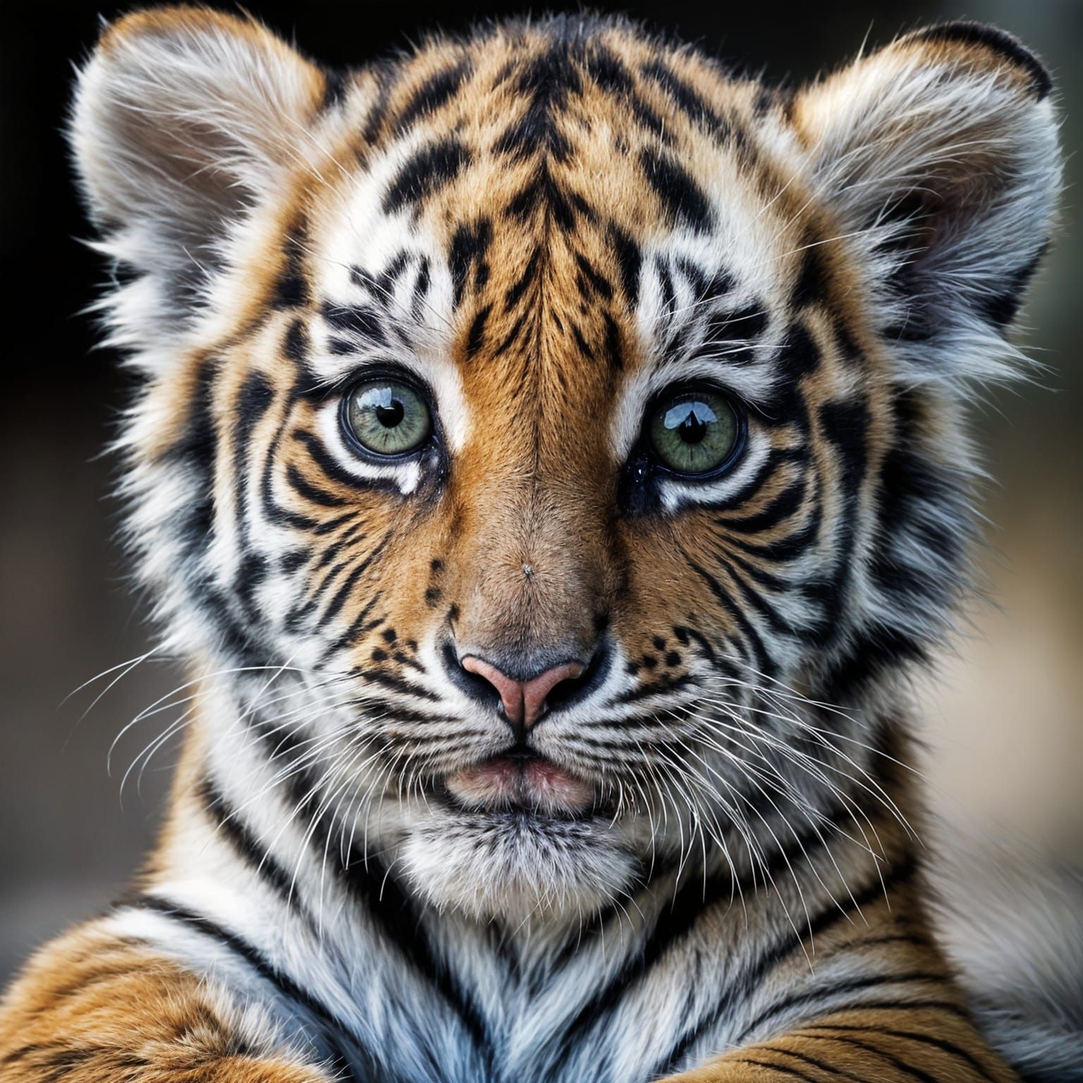 Cinematic Baby Tiger Cub in Hyperdetailed Beauty