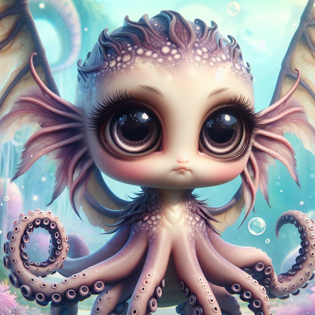 Cute Mythical Creature with Expressive Eyes