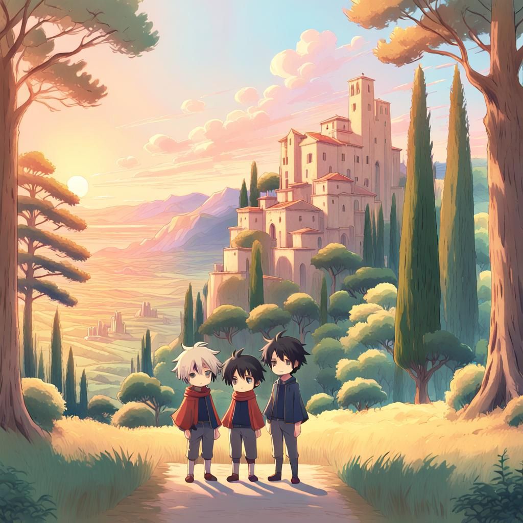 Chibi Dante and Virgil in Anime Style