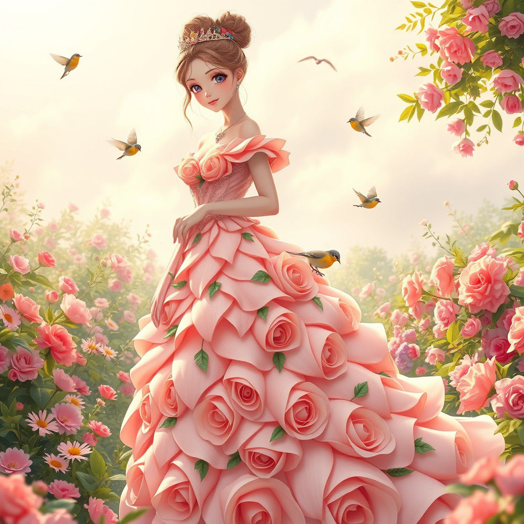 Princess in Rose Dress, 3D Anime Art