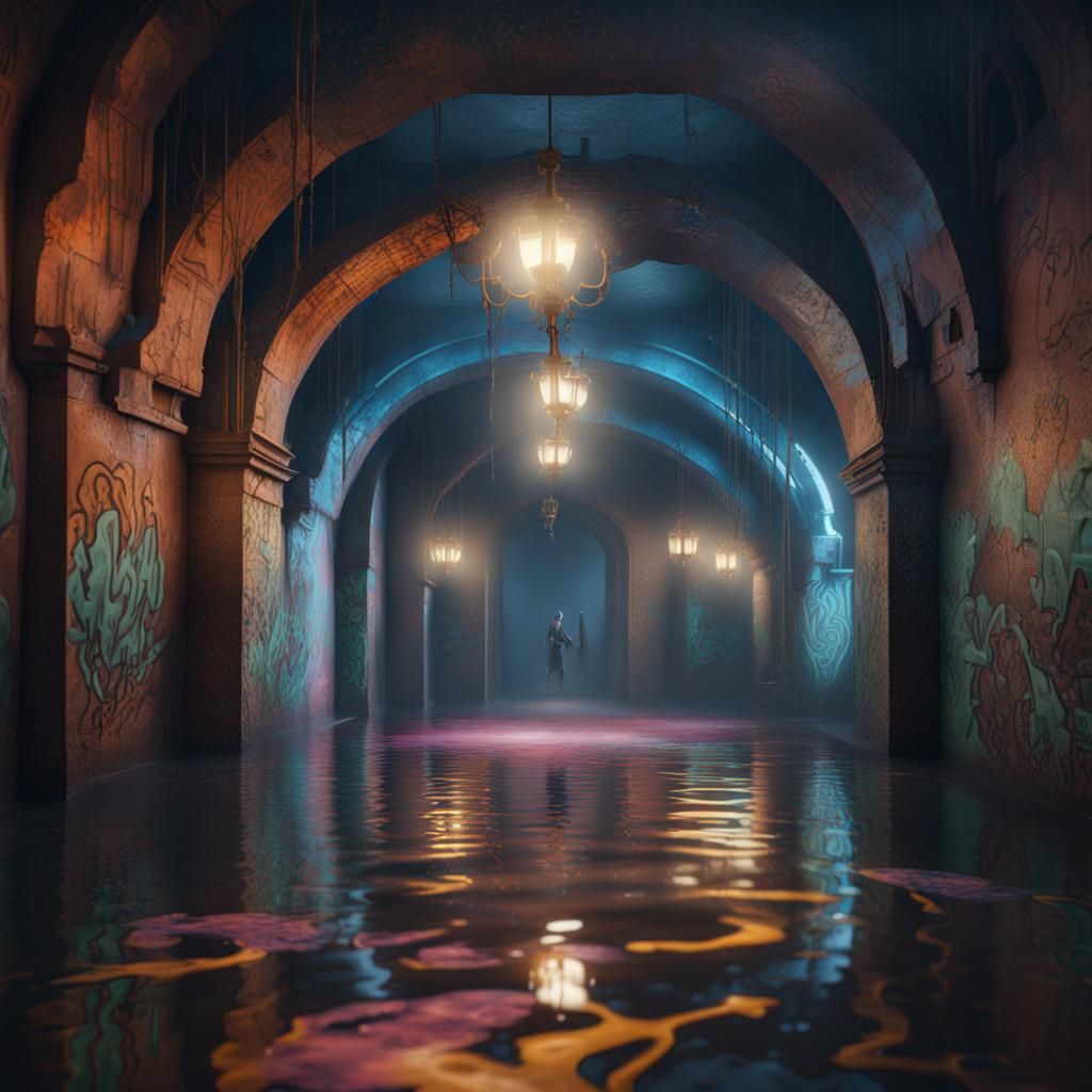 Graffiti Reflections: Detailed Matte Painting in Water