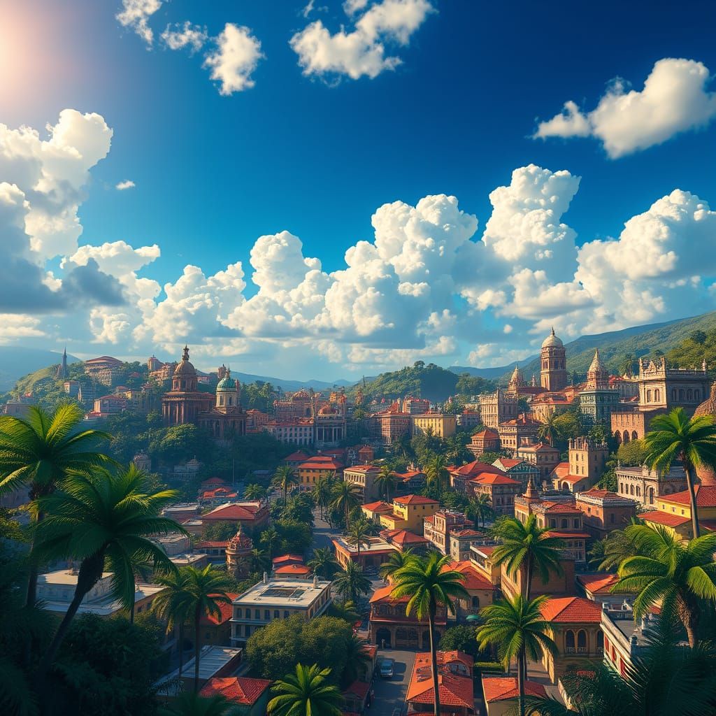 Vibrant Cancún Cityscape in Unreal Engine 5 Style