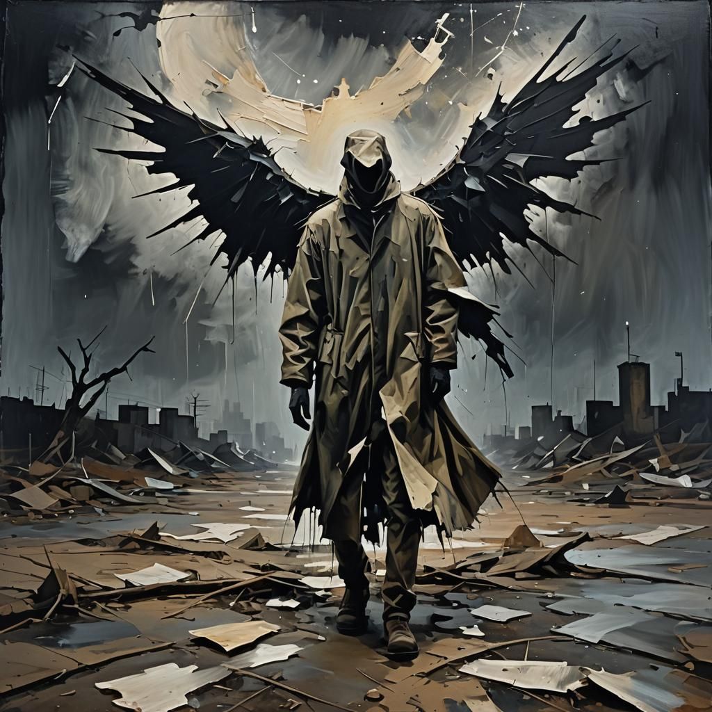 Grounded Angel: Abstract Expressionism in Vivid Colors