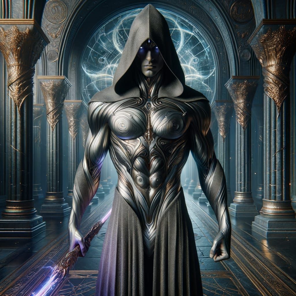 Intergalactic Warrior Grips Radiant Purple Energy Sword