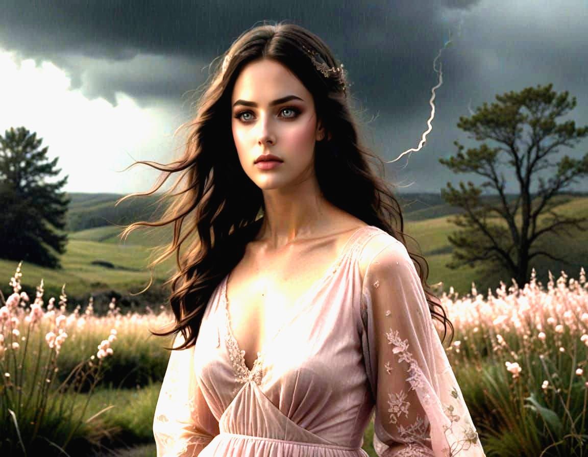 Ethereal Beauty in a Stormy Aura
