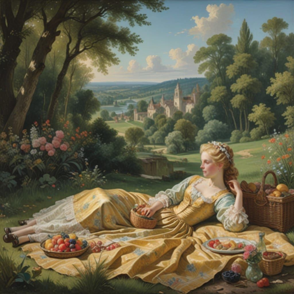 18th-Century Picnic in Fragonard Style