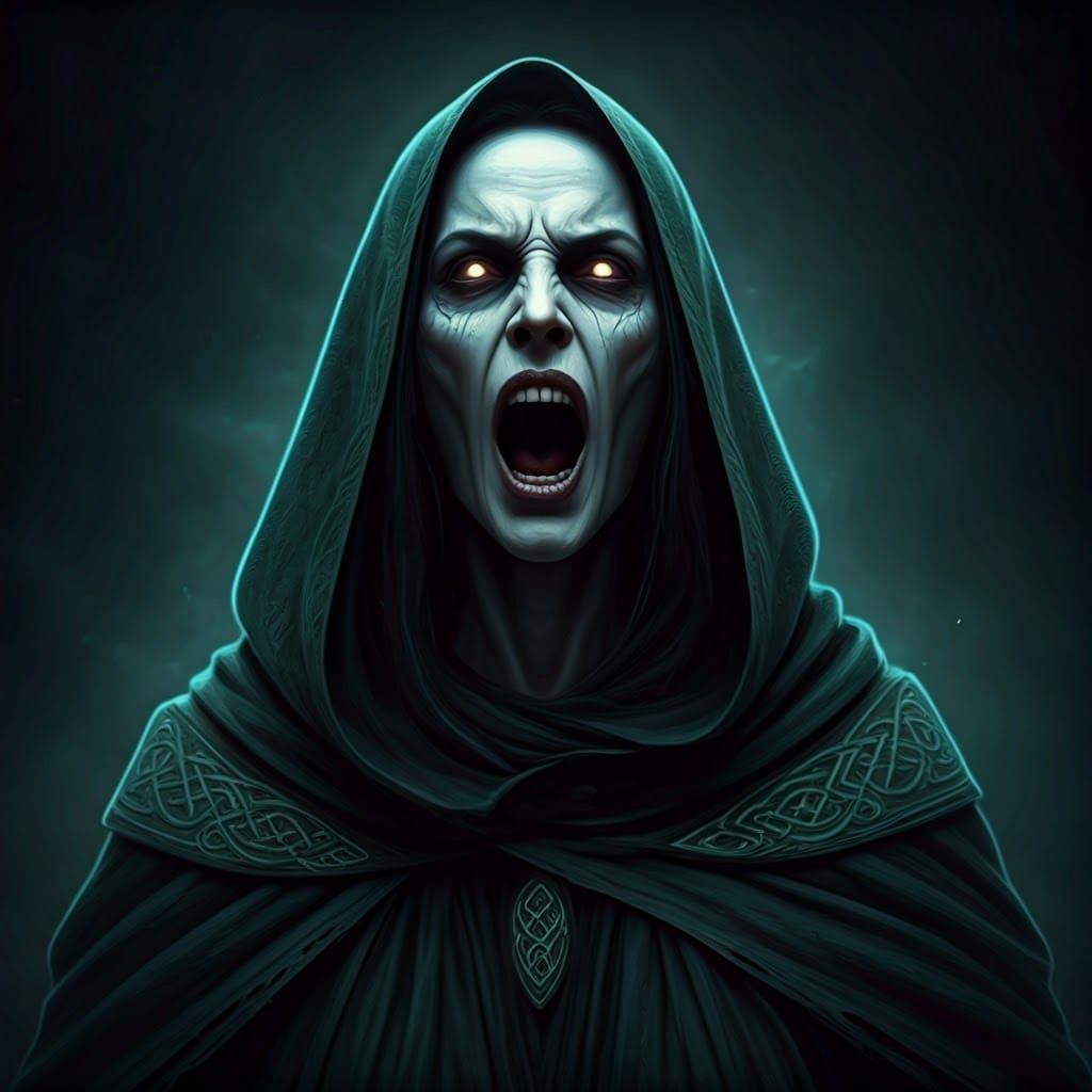 Banshee Screaming in Eerie Celtic Scene