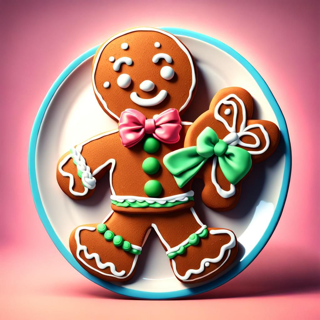 Gingerbread Man with Gingerbreads in 3D Digital Art