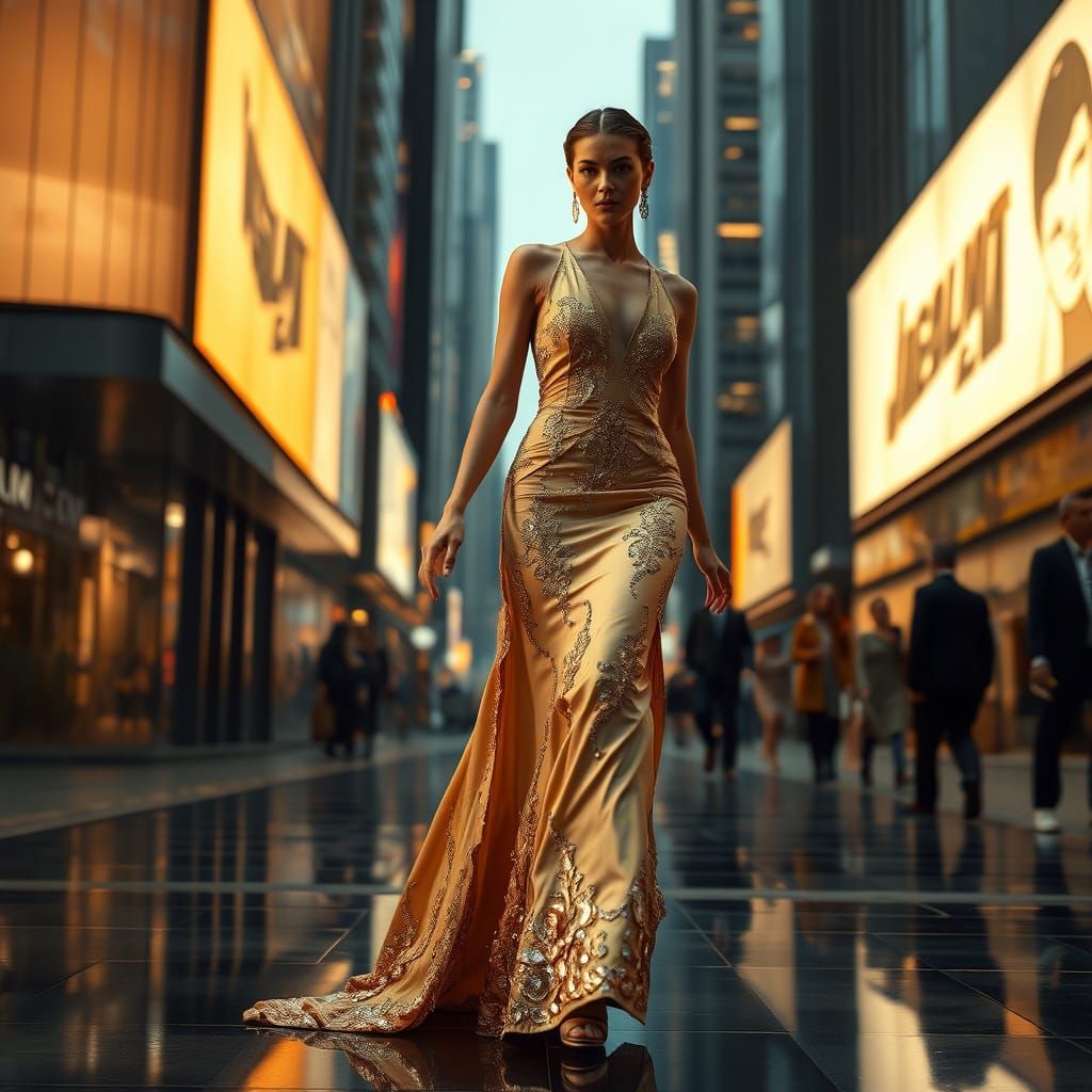 Luxurious City Goddess Embodies Haute Couture Elegance