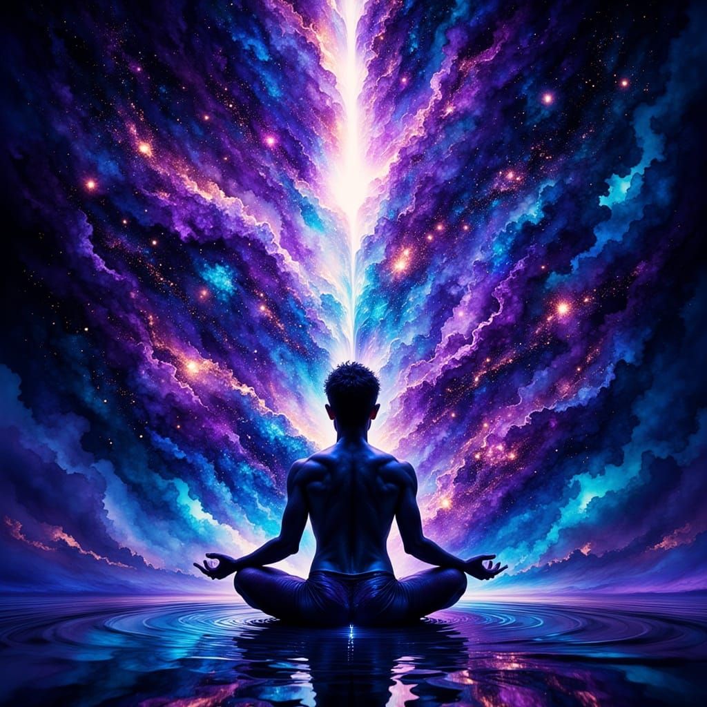 Spiritual Sci-Fi Meditation in Pop Art Style