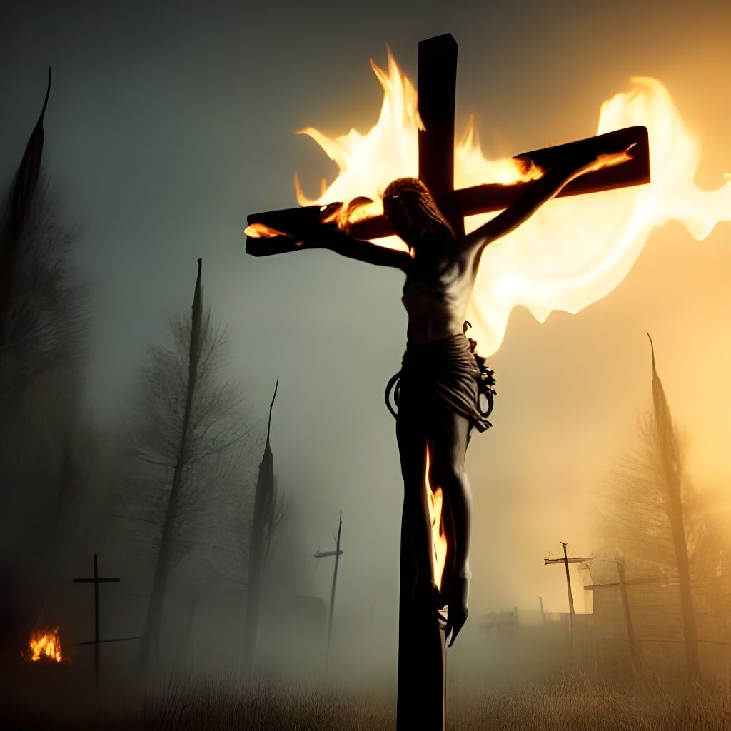 Creepy Burning Witch in Dark Village, Unreal Engine