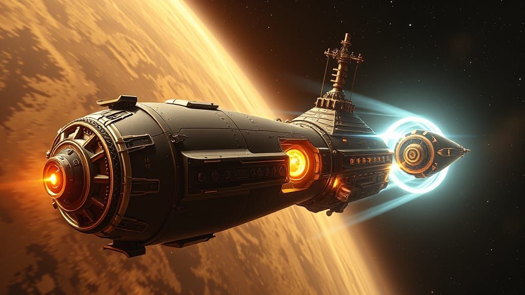 Sleek Victorian Ether Ship in Luminiferous Aether