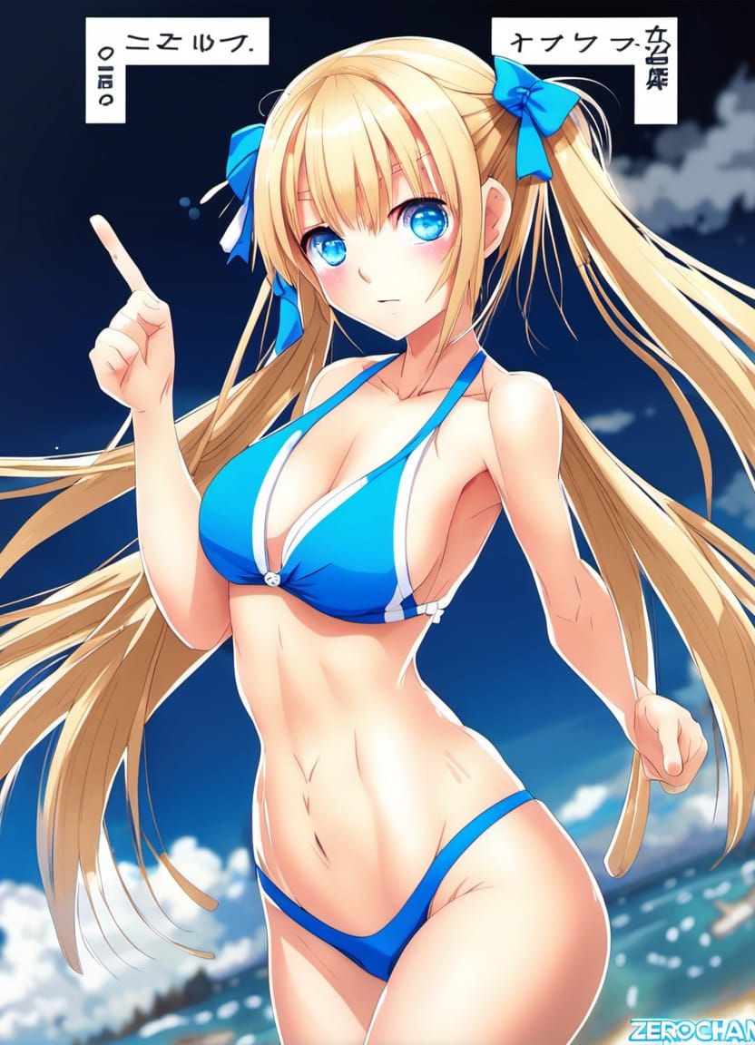 Anime Bikini Girl with Blonde Pigtails