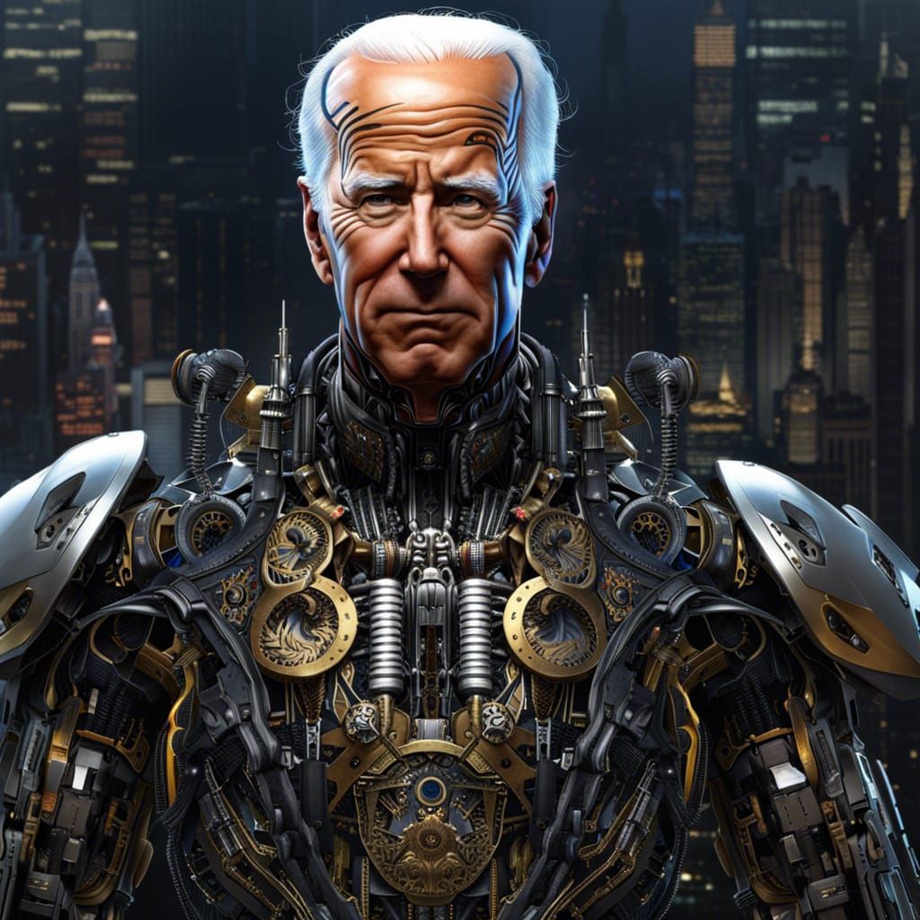 Cyborg Joe Biden in Cyberpunk Style