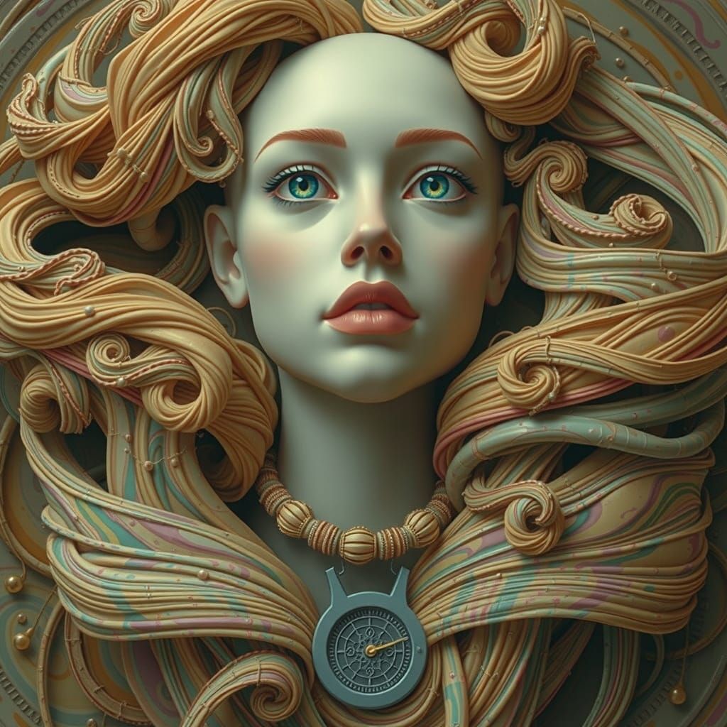 Expressive Sculpture of Reflected Glory: Hyperrealistic Deta...