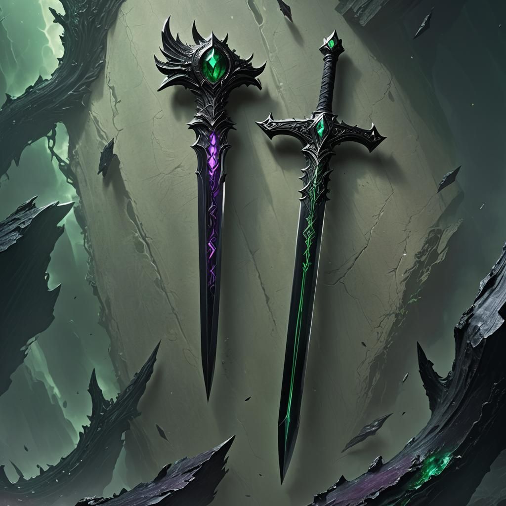 Cursed Black Sword Concept Art in Dark Fantasy Style