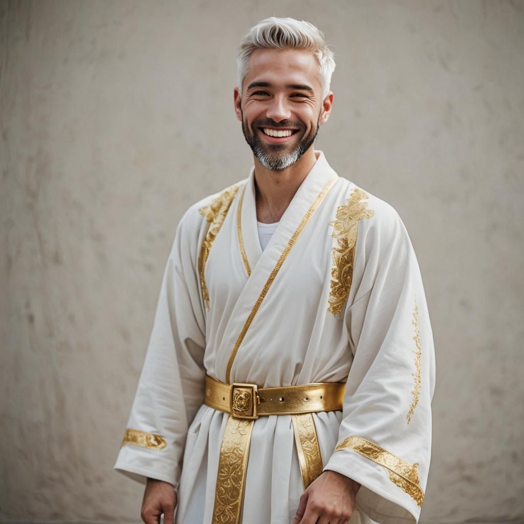 Royal Portrait of Smiling Man with White Hair