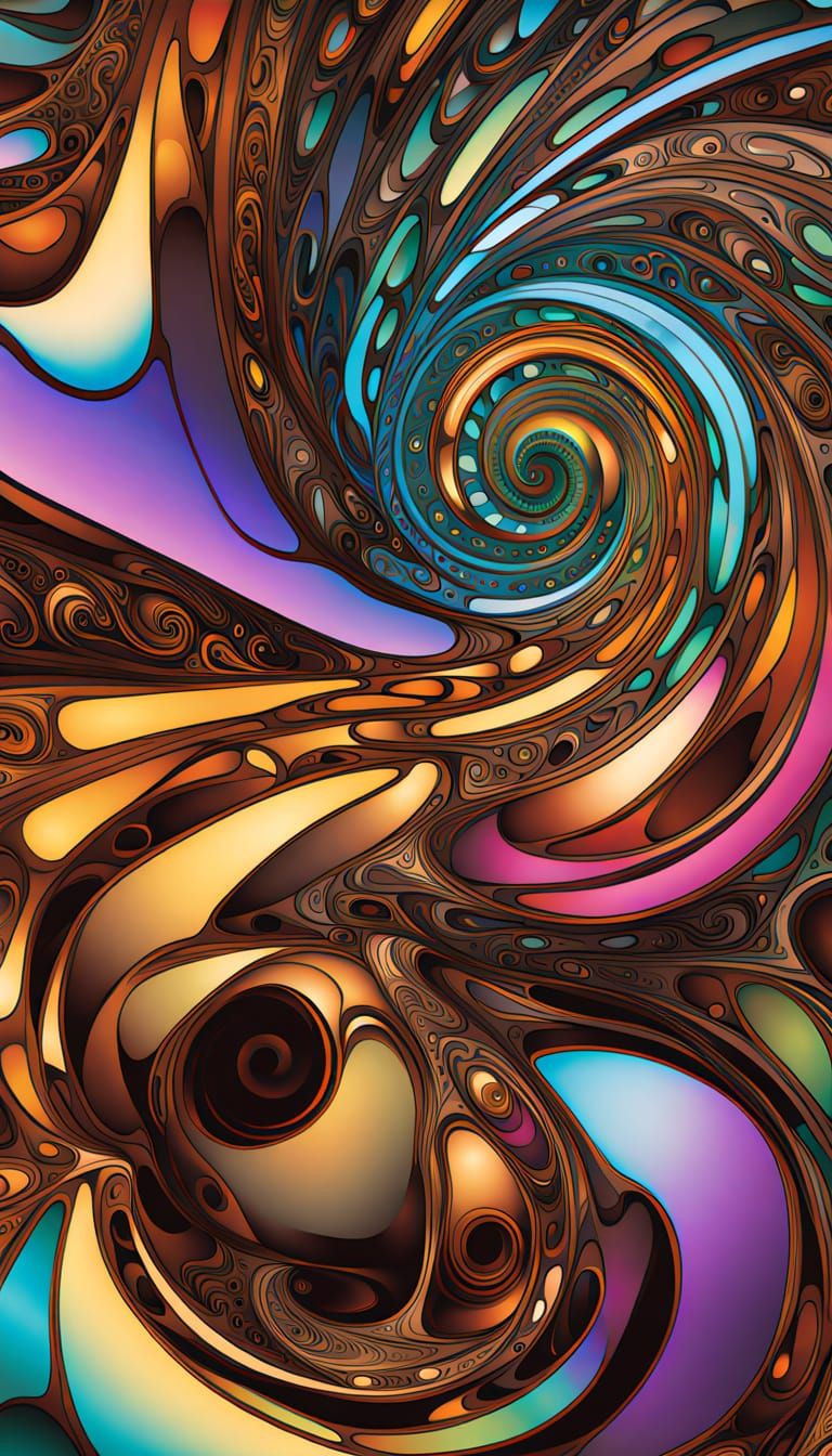 Iridescent Fractal Constellation in Psychedelic Surrealism S...