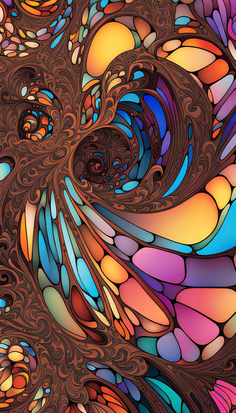 Iridescent Fractal Constellation in Psychedelic Surrealism