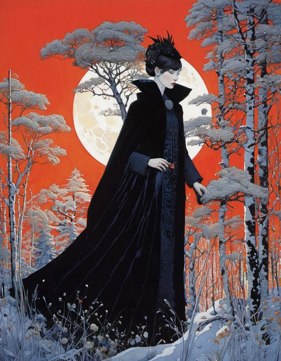 Dark Fantasy Portraits in Detailed Line Art Style