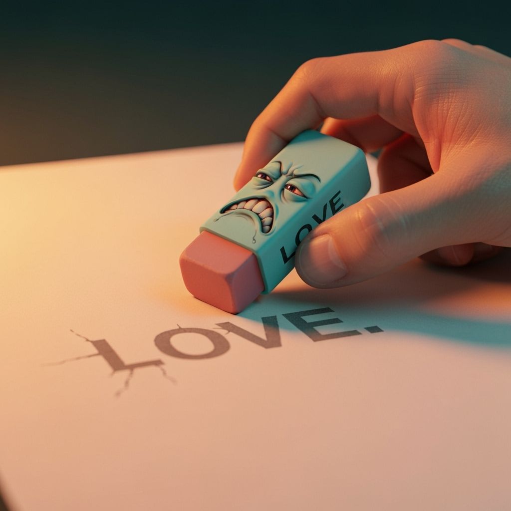 Distressed Eraser Rubs Out Word LOVE Concept Art