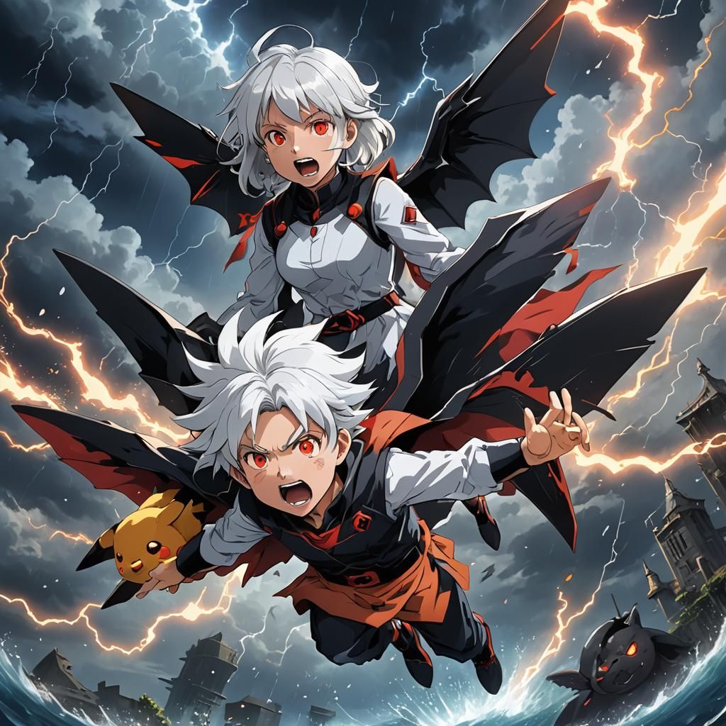 Vampire Girl on Pikachu in Anime Style