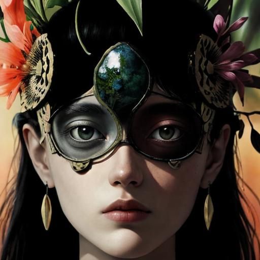 Abstract Fractured Botanical Composition in White