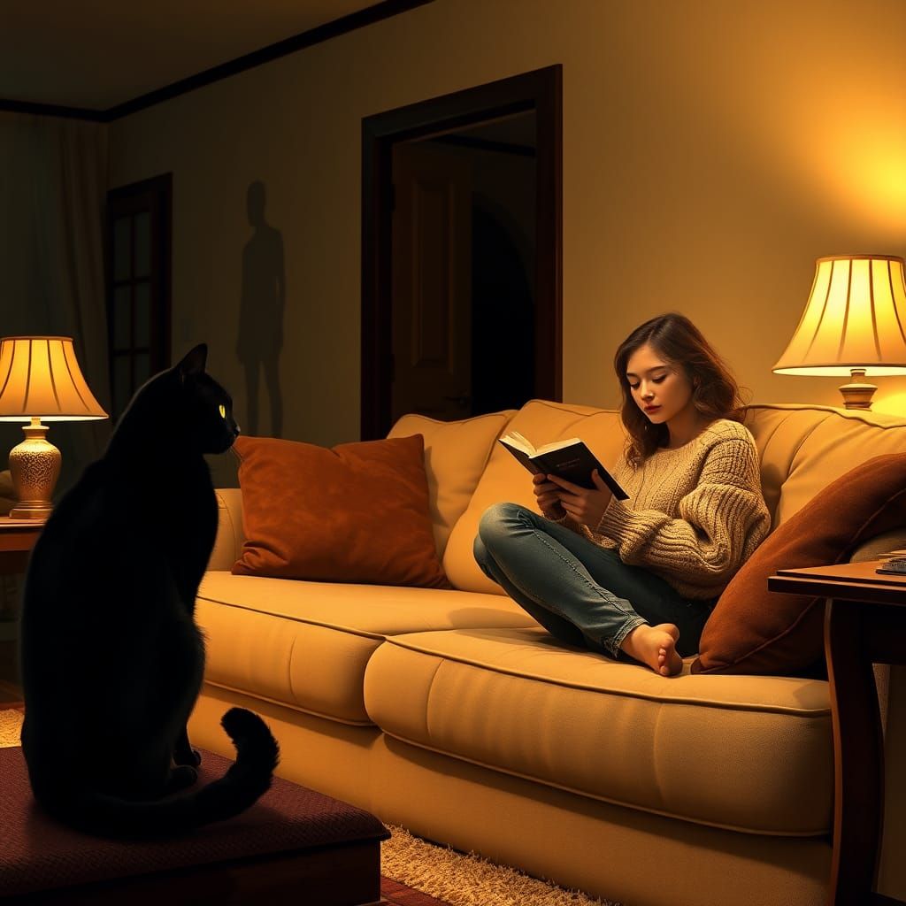 Ominous Arrival: Cat, Shadow, and Unsuspecting Reader