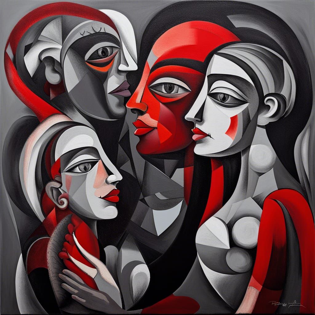 Abstract Painting of a Man's Love, Cubist Style