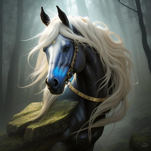 Woman with Horse Head in Surrealist Style