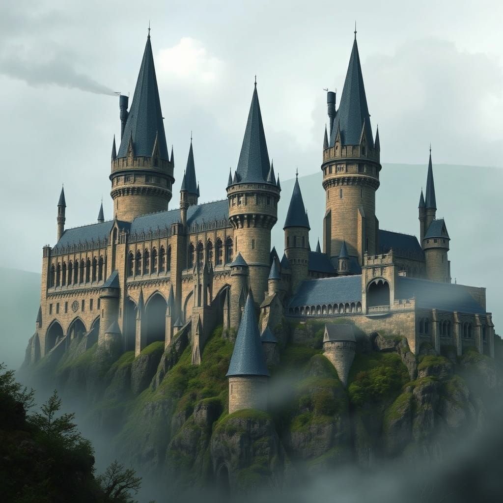 Medieval Scottish Castle in Whimsical Fantasy Style