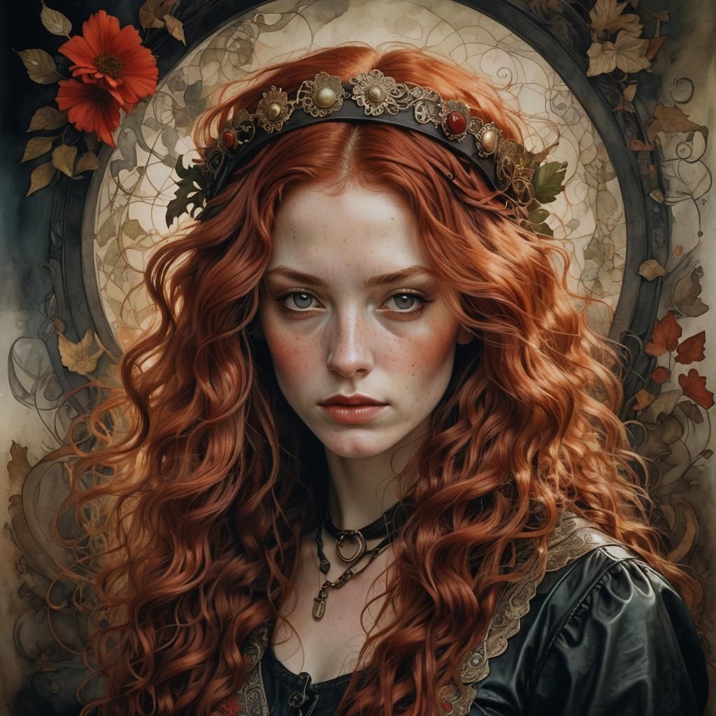 Hyperrealistic Portrait of Woman in Whimsical Setting