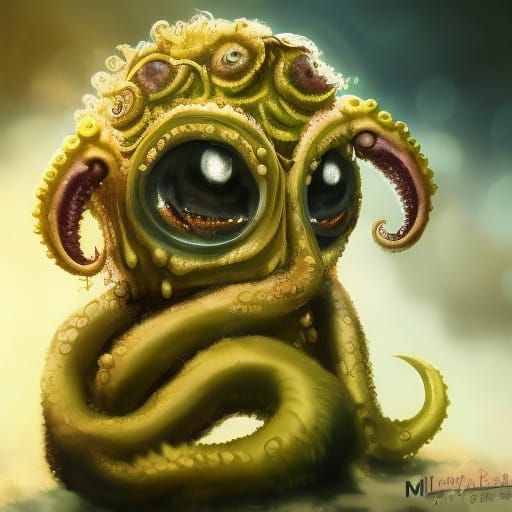 Hyperrealistic Cthulhu Puppies: Fantasy Character Concept