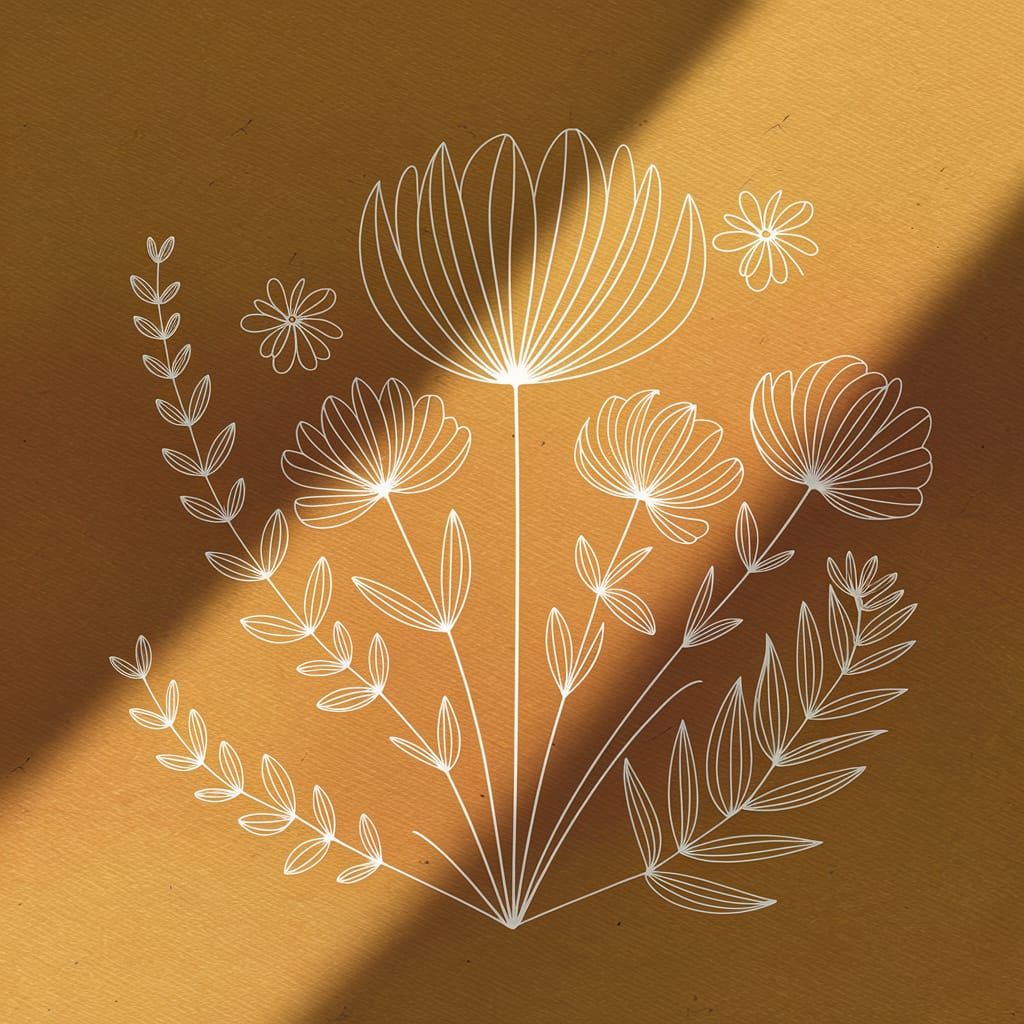 Minimalist Herbal Flower Digital Art Illustration