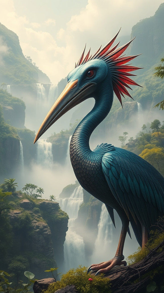 Two-Headed Bird in Prehistoric Landscape