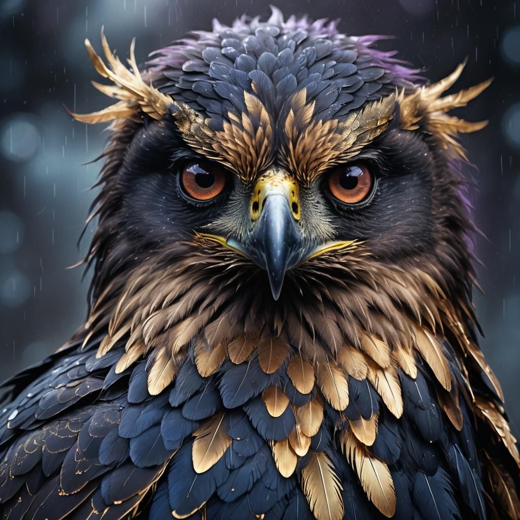 Mystical Hawk Portrait in Dark Fantasy Art Style