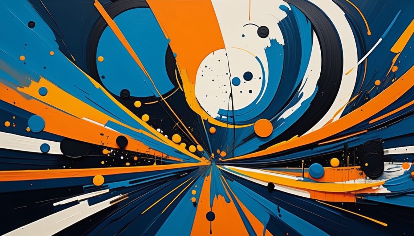 Abstract Neon Shapes in Expressionist Impasto Painting