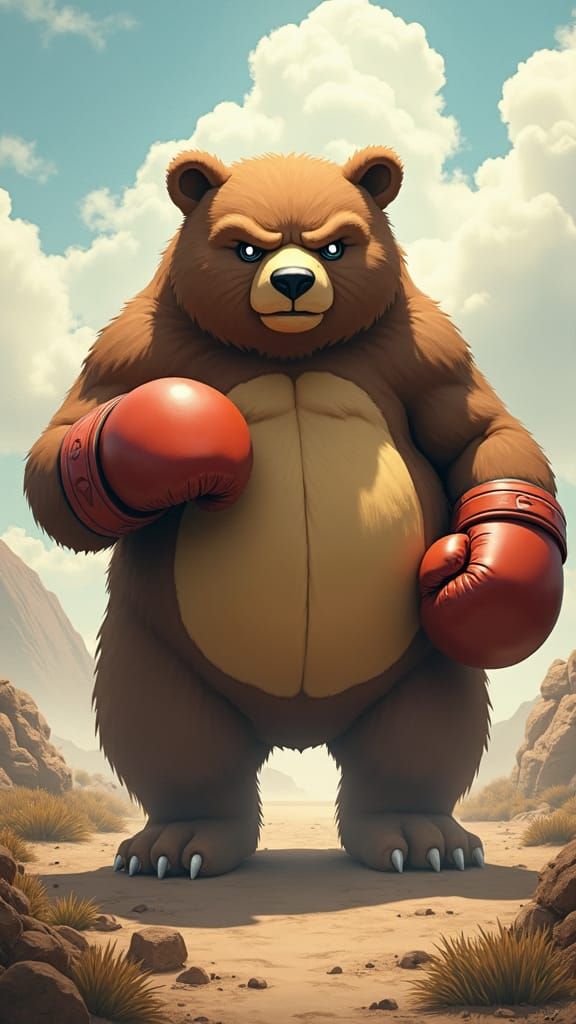 Majestic Ground-Fighting Bear Pokemon in Digital Painting