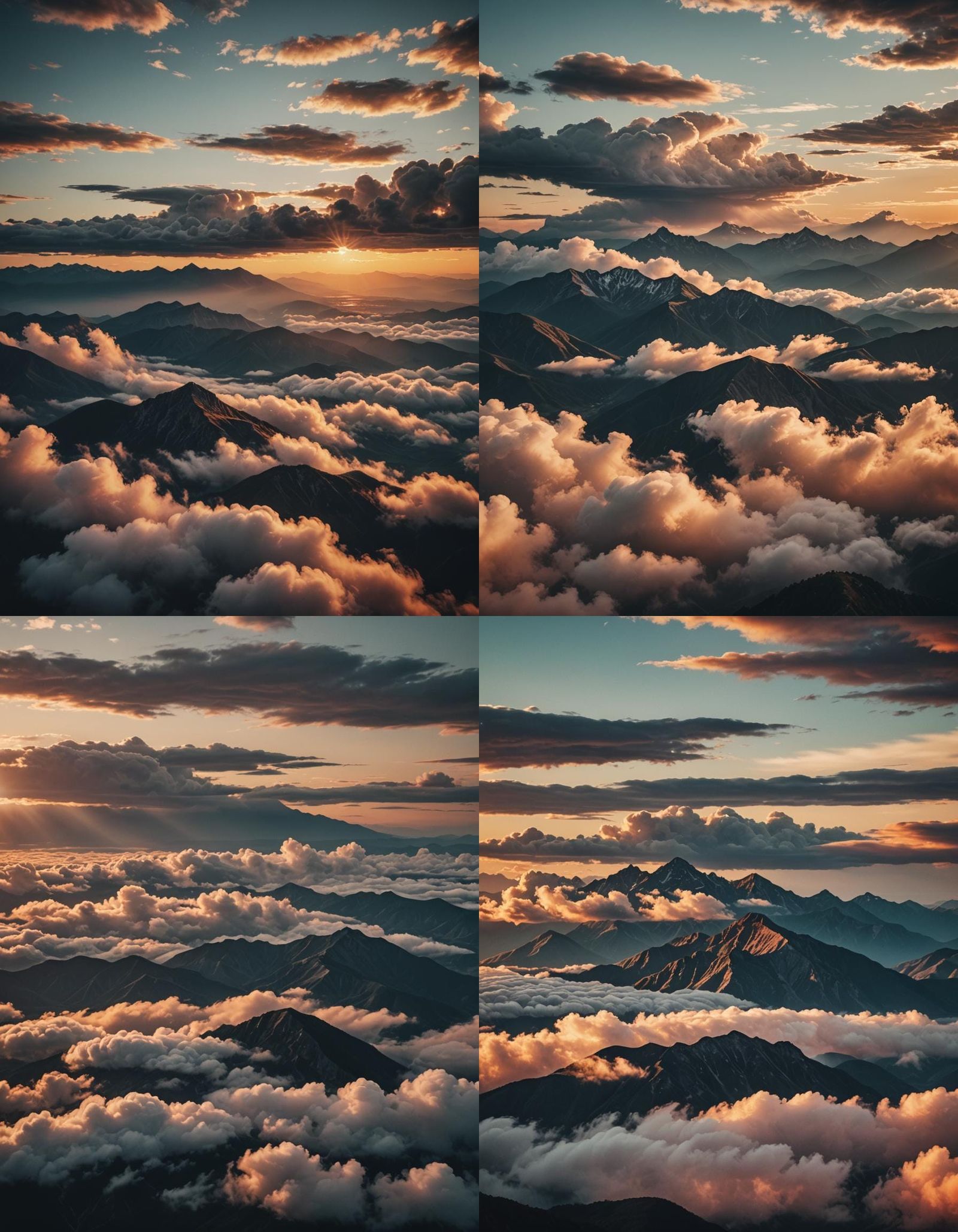 Dramatic Sunset Clouds Over Mountains in Film Style