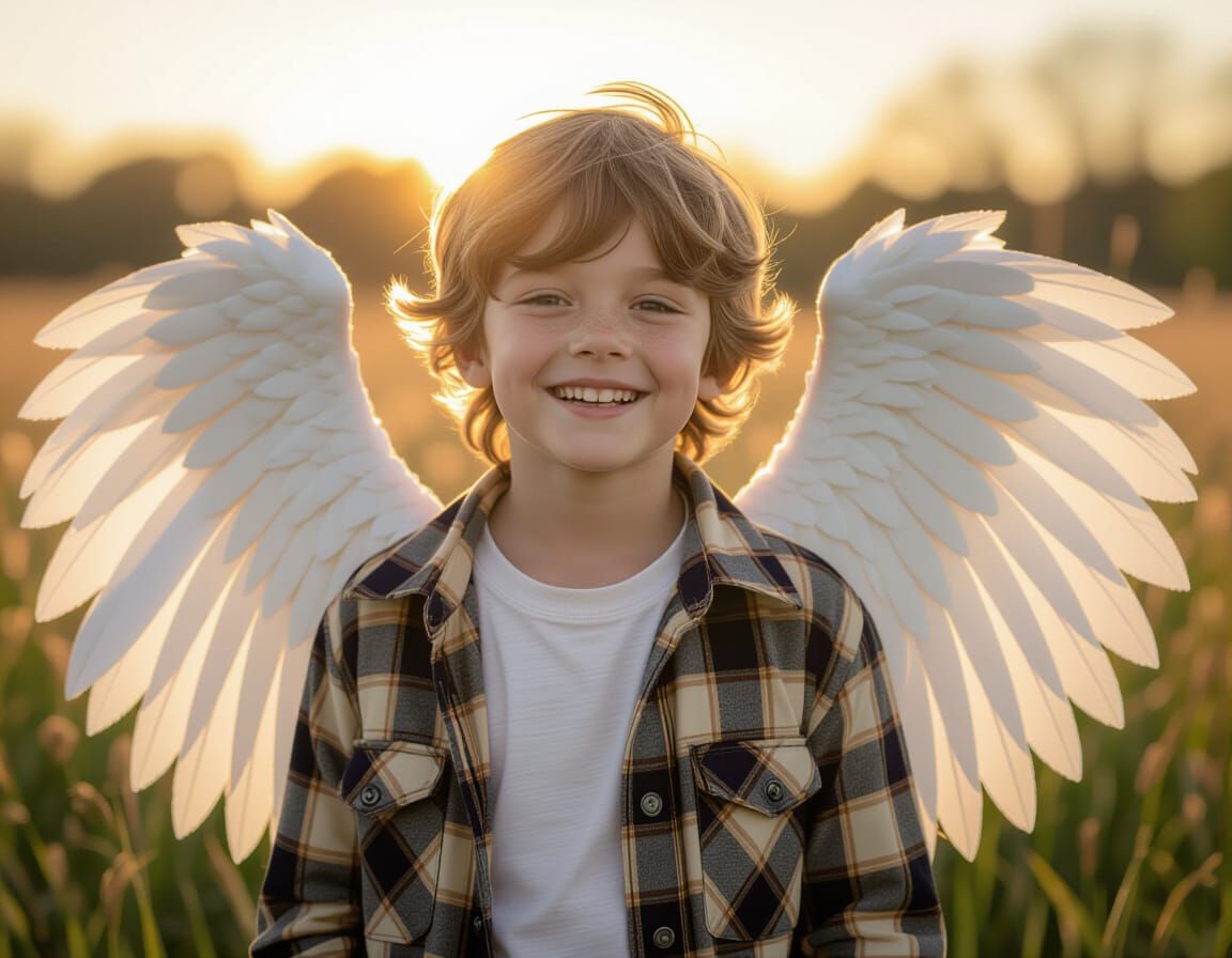 Golden Hour Grunge Oil Painting of a Child