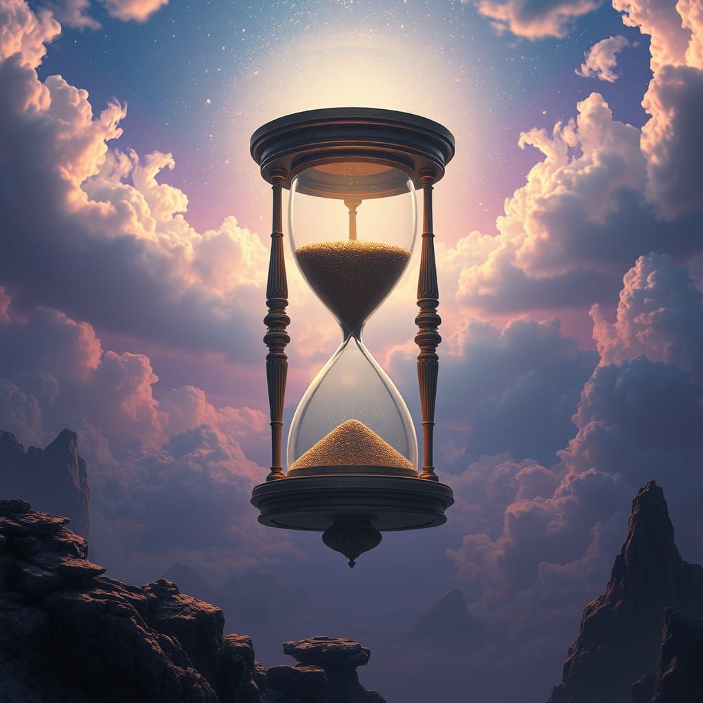 Majestic Dreamlike Hourglass Landscape in Ancient Fantasy St...